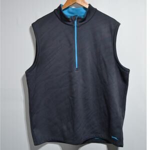 Slazenger Men's Outdoor Golf Quarter Zip Fleece Lined Vest Size XL Gray & Blue